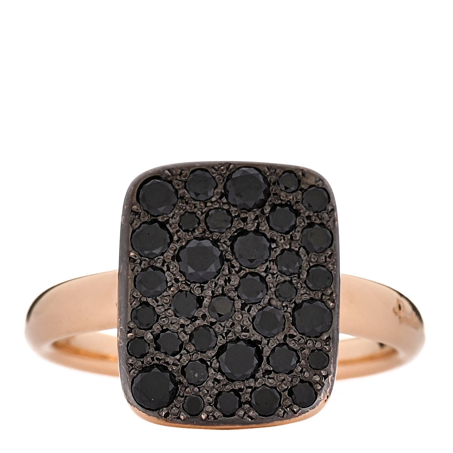 Pomellato 18K Rose Gold Black Diamond Sabbia Rectangular Ring 54 7 1 of 6