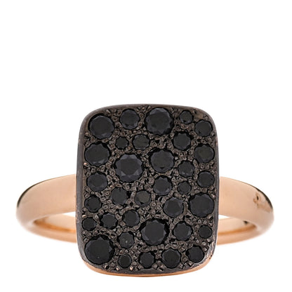 Pomellato 18K Rose Gold Black Diamond Sabbia Rectangular Ring 54 7 1 of 6