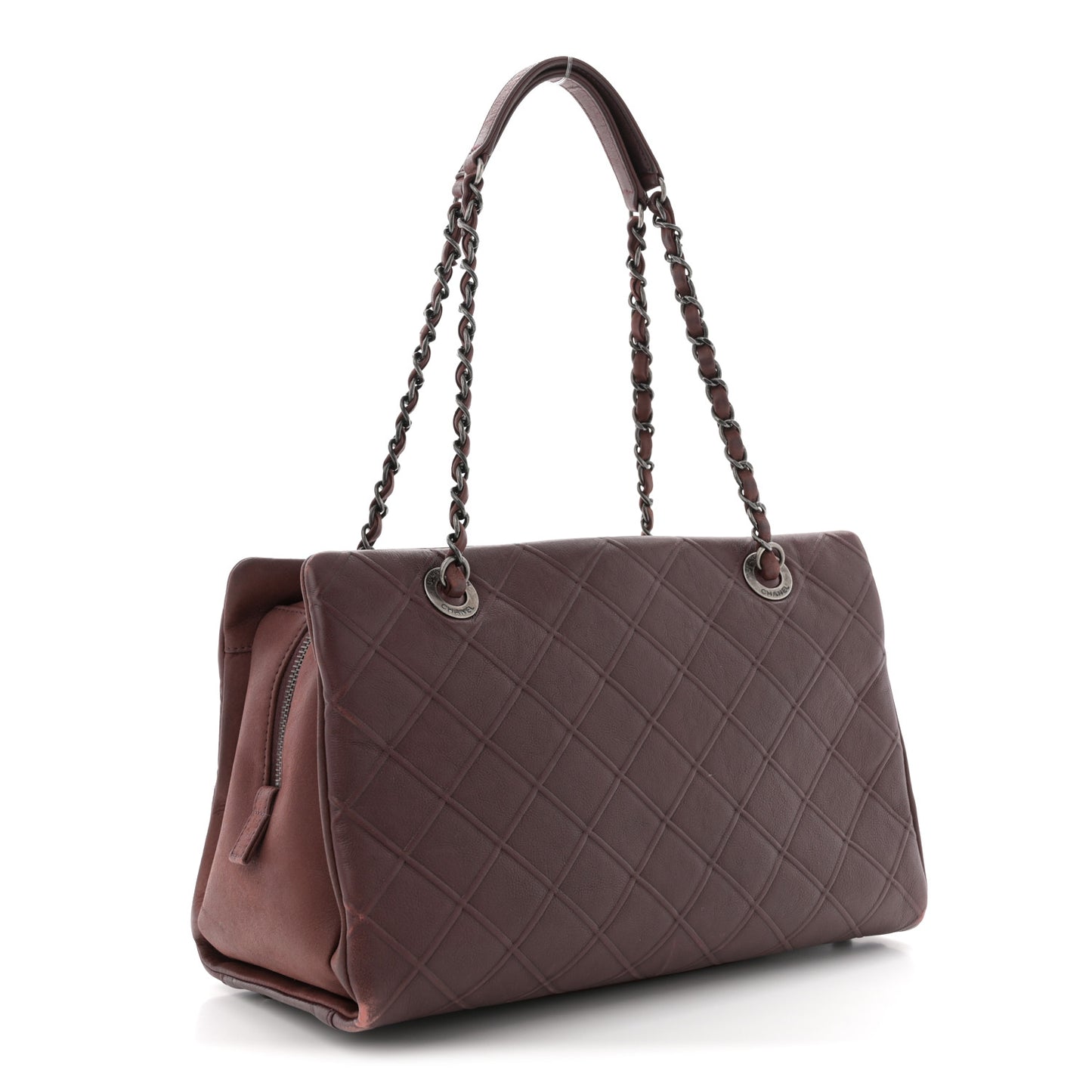 Calfskin Quilted Tote Burgundy