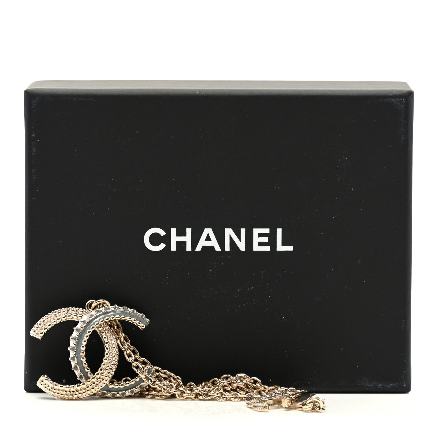 Enamel CC Necklace Gold Grey