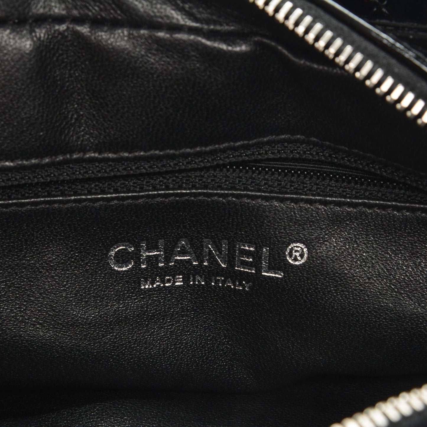 Patent Quilted Tote Black