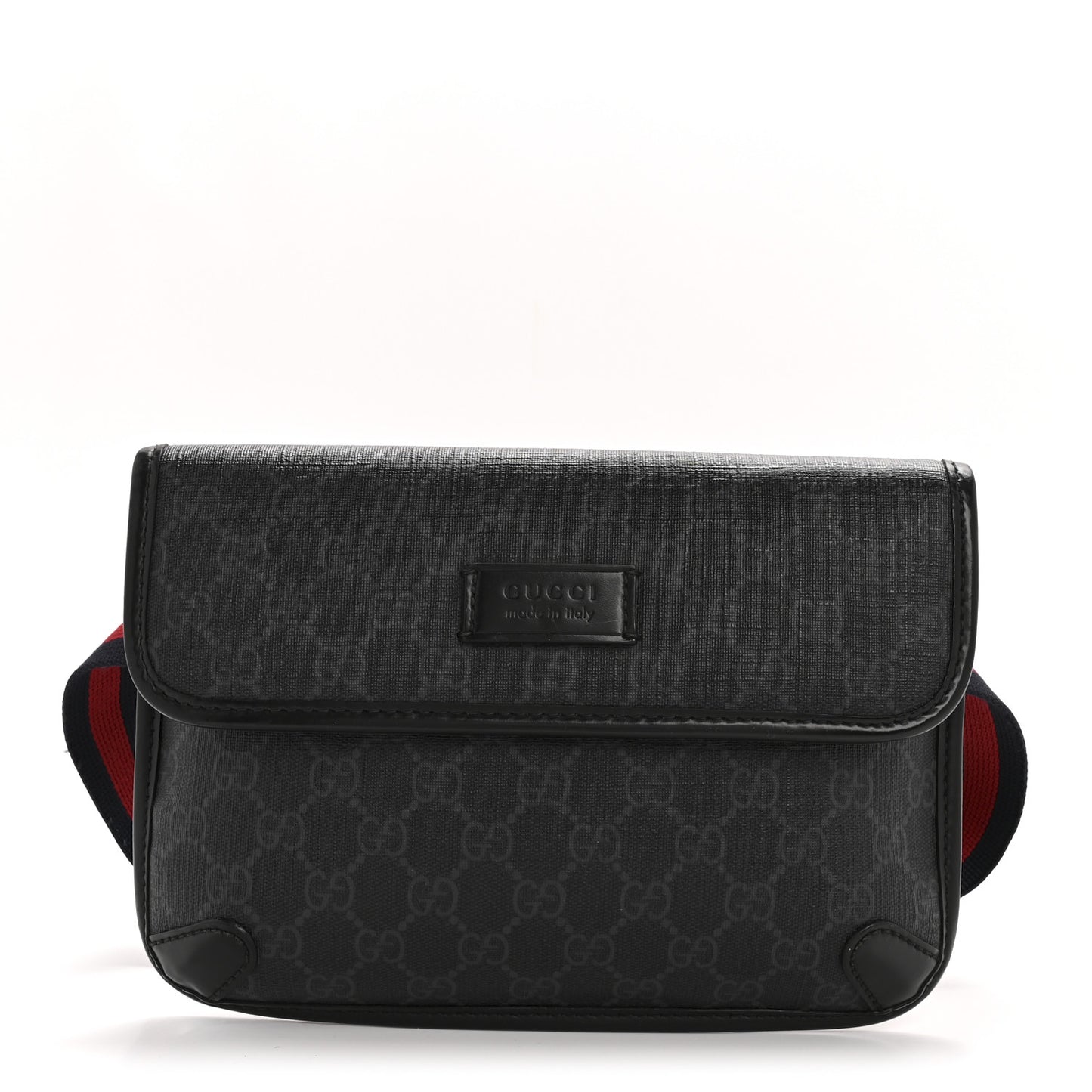 GG Supreme Monogram Web Slim Belt Bag Black Grey