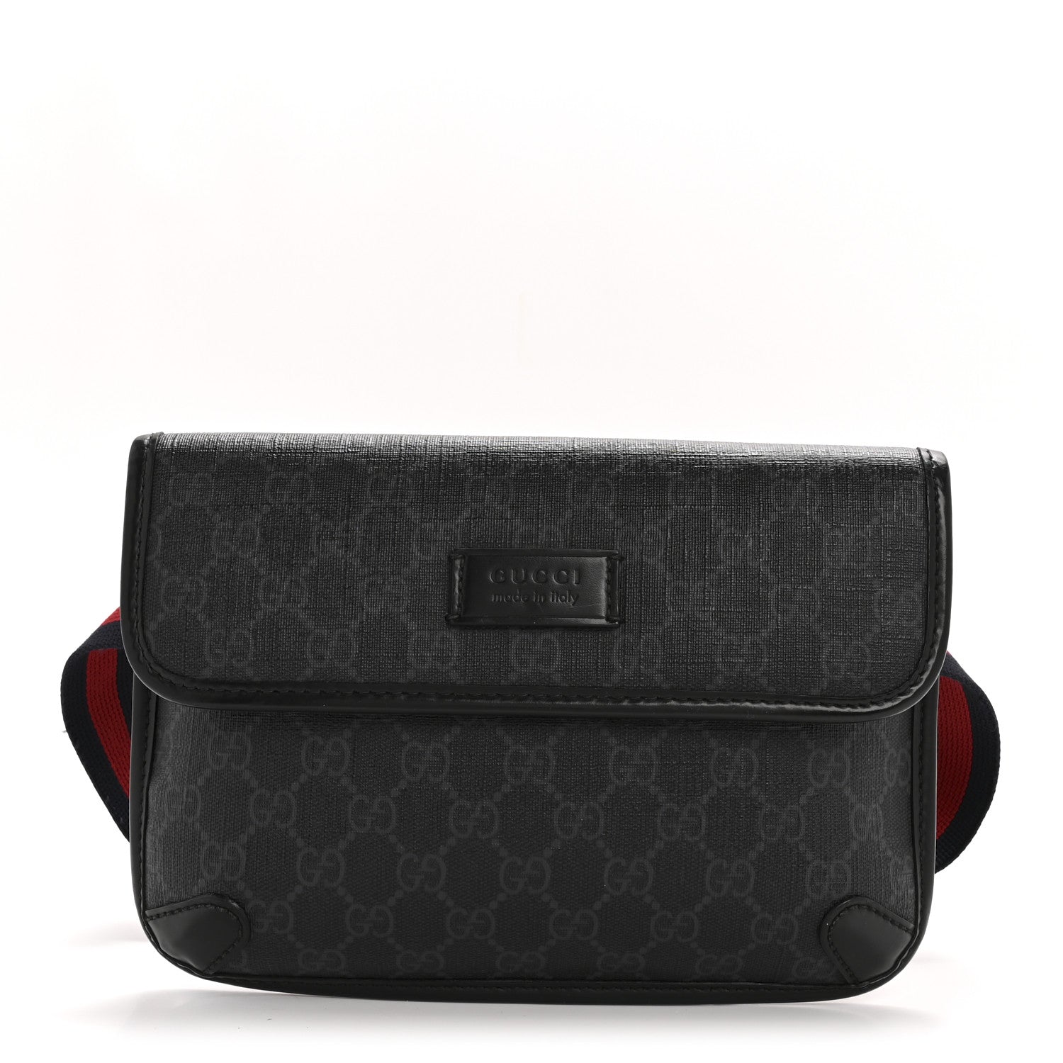 Gucci GG Supreme Monogram Web Slim Belt Bag Black Grey 1 of 12