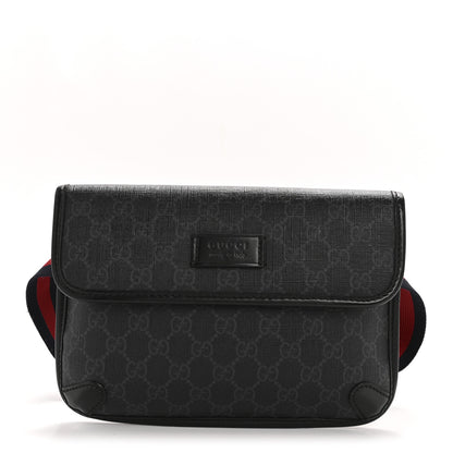 Gucci GG Supreme Monogram Web Slim Belt Bag Black Grey 1 of 12