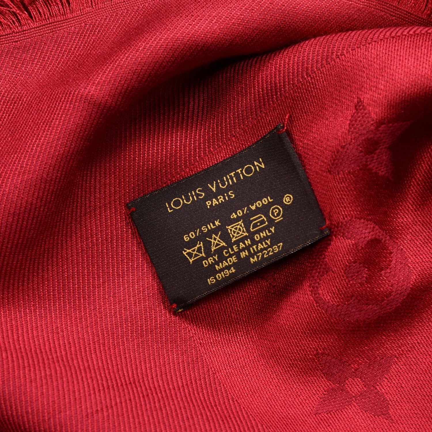 Louis Vuitton Silk Wool Monogram Shawl Pomme D'Amour 4 of 4
