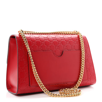 Gucci Guccissima Medium Padlock Shoulder Bag Hibiscus Red 3 of 10