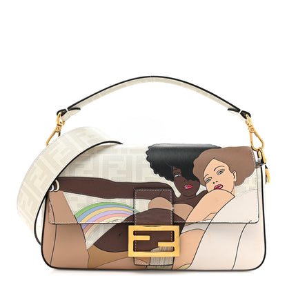 Fendi Glazed Fabric FF Bikini Girls Inlay Baguette Bianco Perla Multicolor 1 of 13