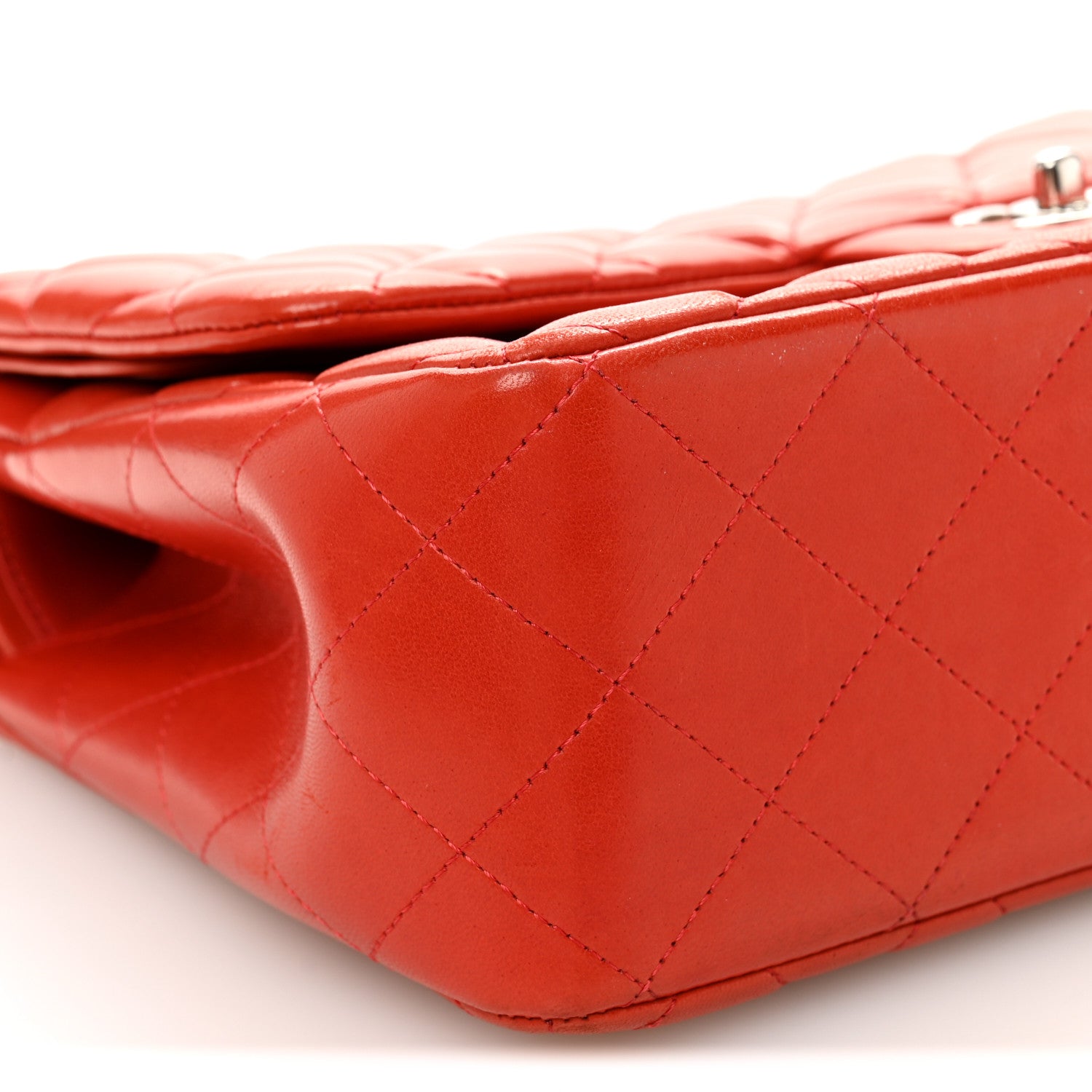 Chanel Lambskin Quilted Jumbo Double Flap Red 9 of 10