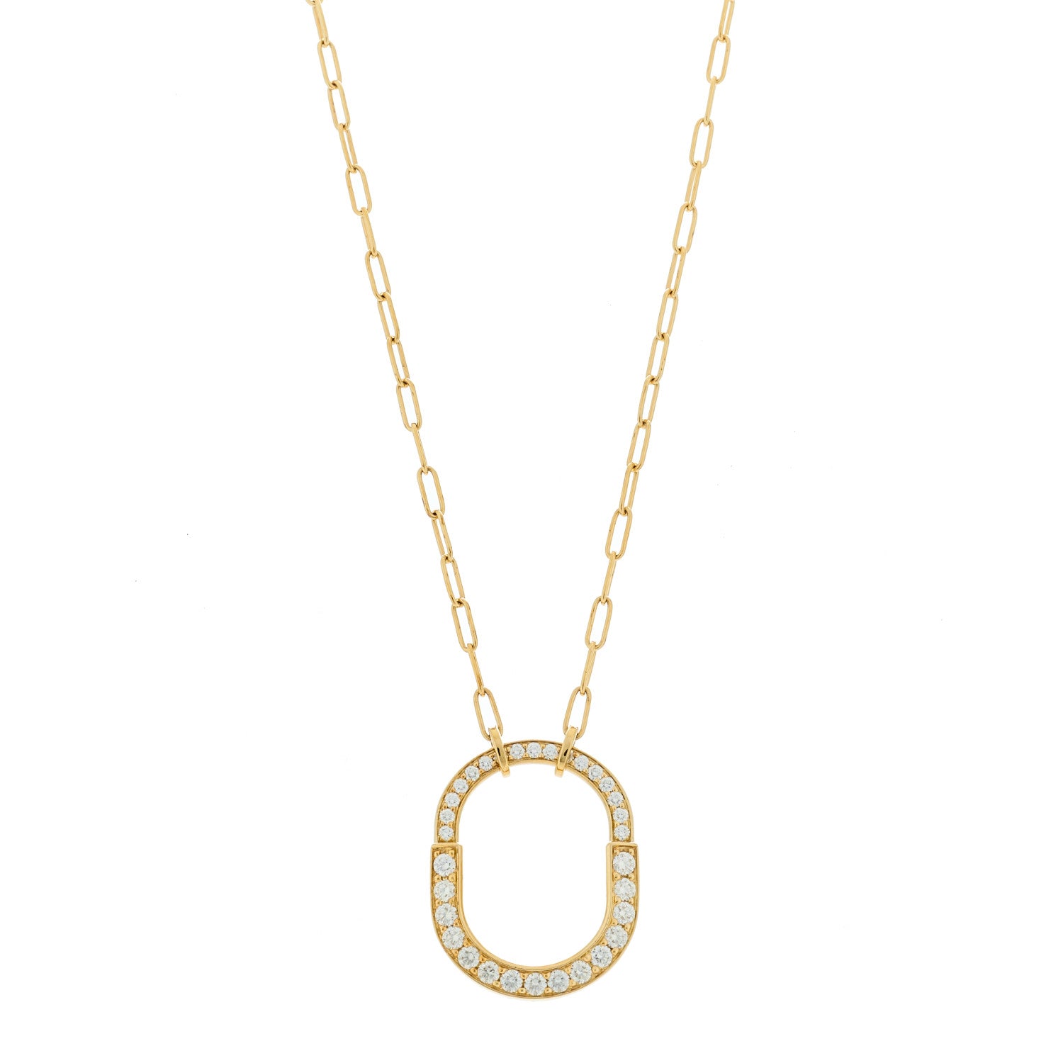 Tiffany 18K Yellow Gold Diamond Medium Lock Pave Pendant Necklace 1 of 6