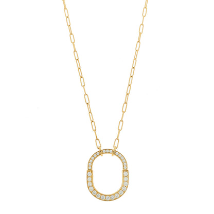 Tiffany 18K Yellow Gold Diamond Medium Lock Pave Pendant Necklace 1 of 6