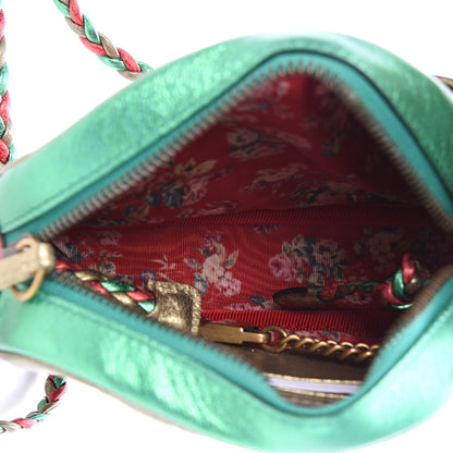 Gucci Laminated Nappa Trapuntata Mini Zumi Dome Shoulder Bag Rosso Jasmine Green Rame 4 of 9