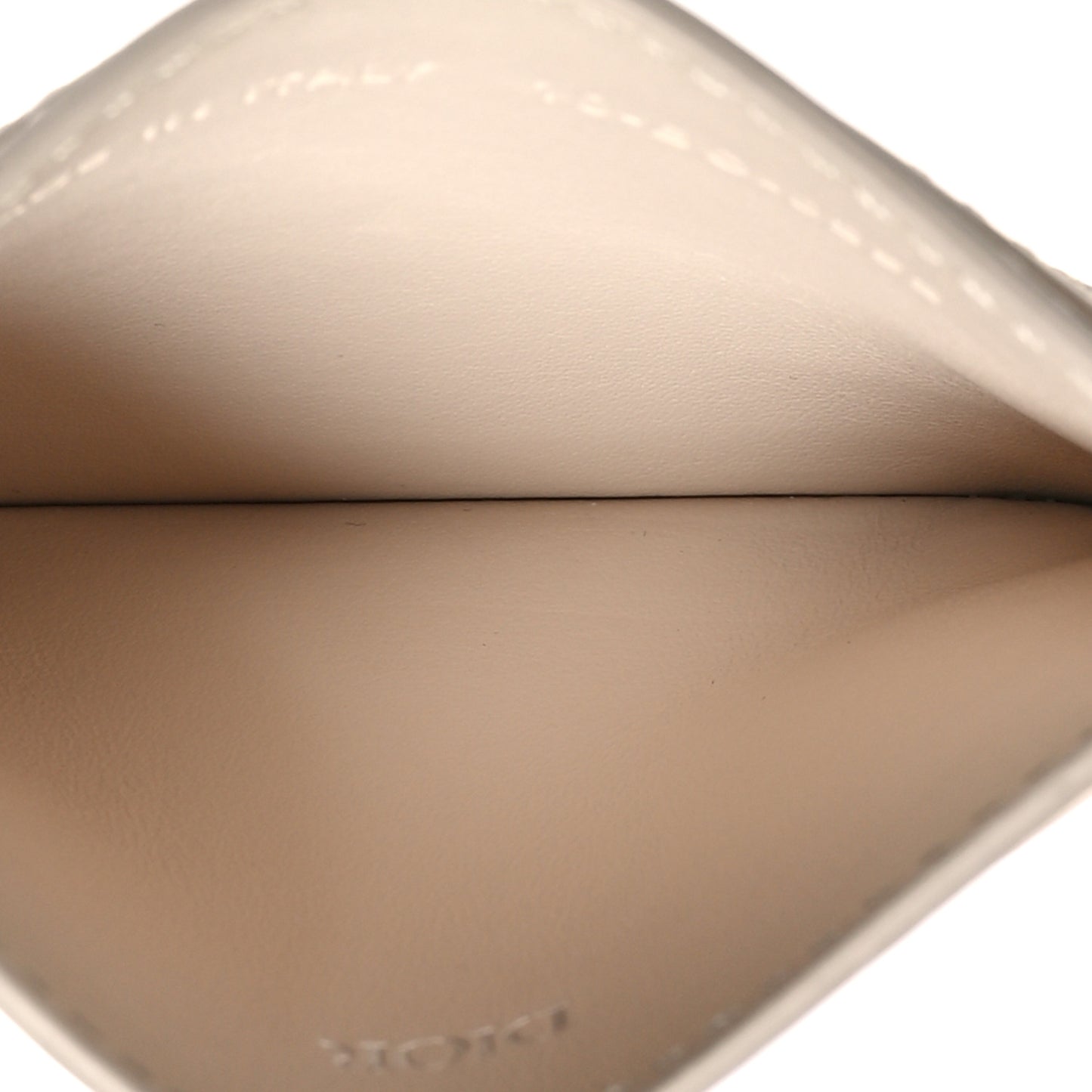 Calfskin CD Diamond Canvas Card Holder Natural