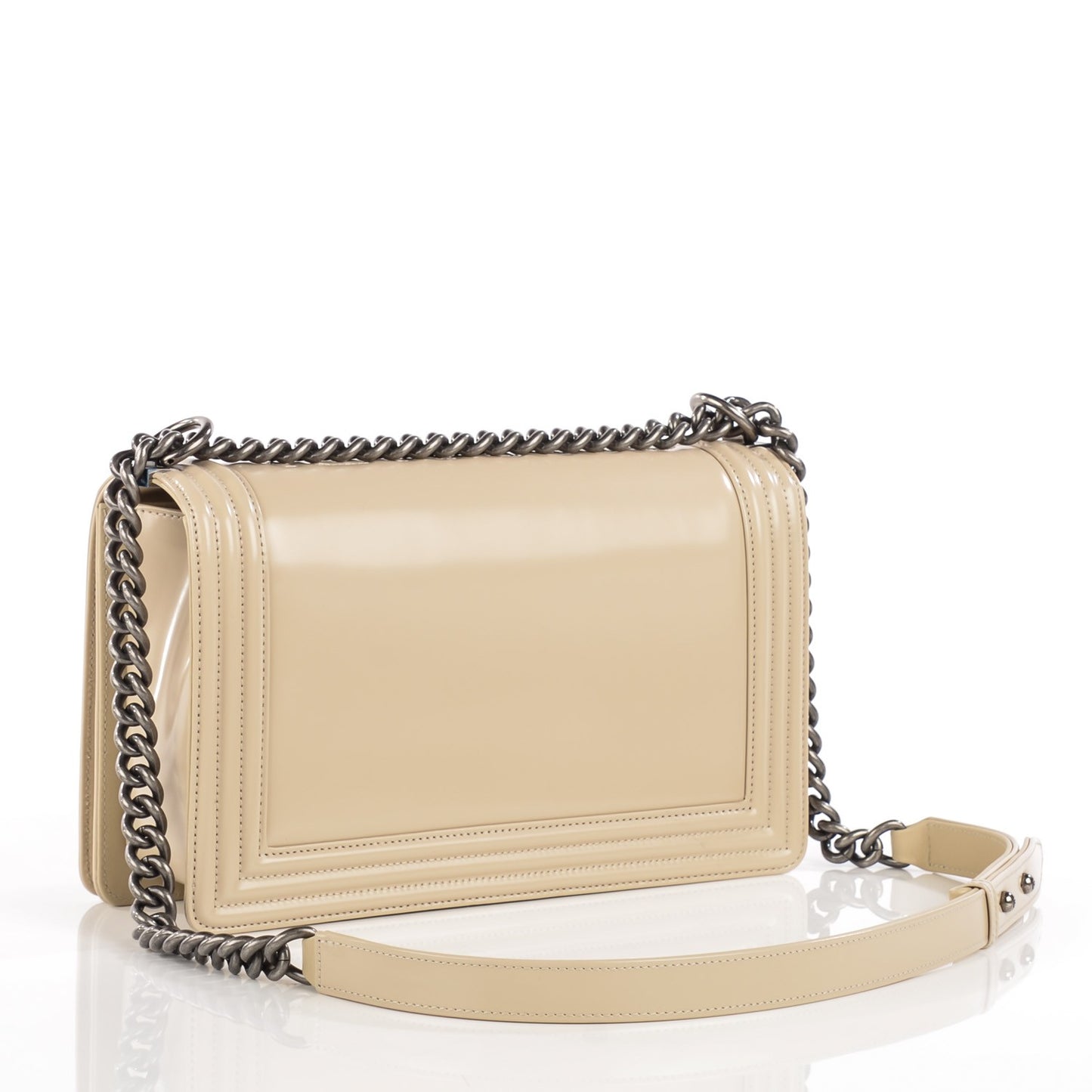Glazed Calfskin New Medium Boy Flap Beige