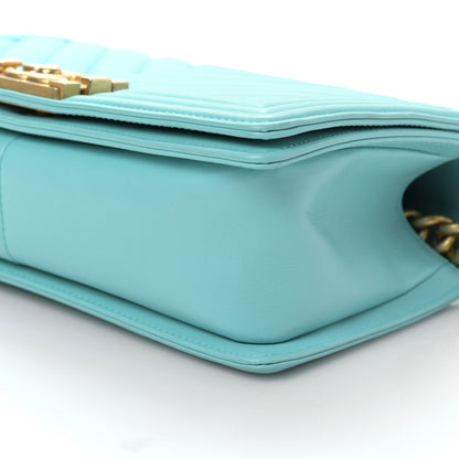 Chanel Lambskin Chevron Quilted Medium Boy Flap Turquoise 9 of 9