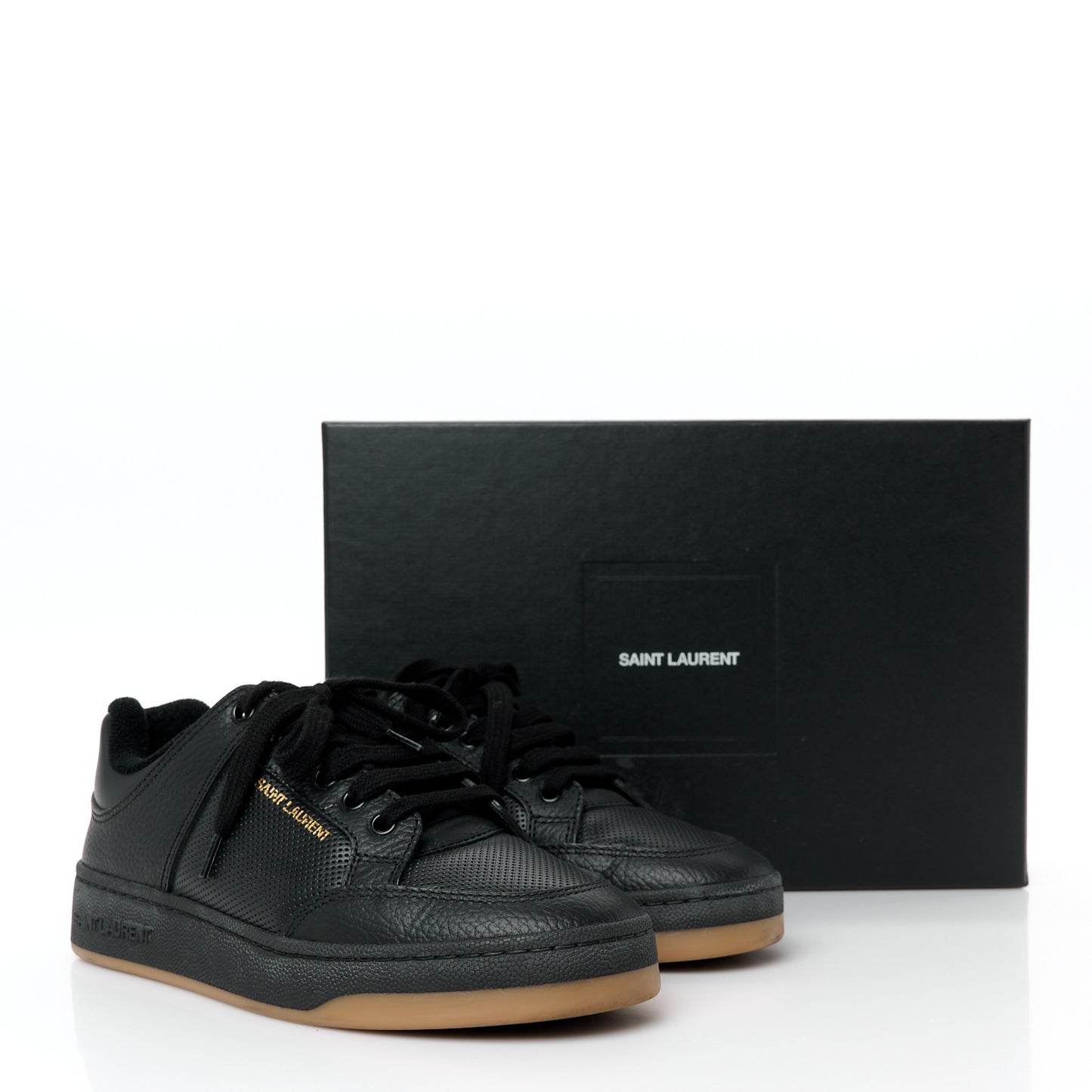 Calfskin Perforated SL61 Sneakers 37.5 Black