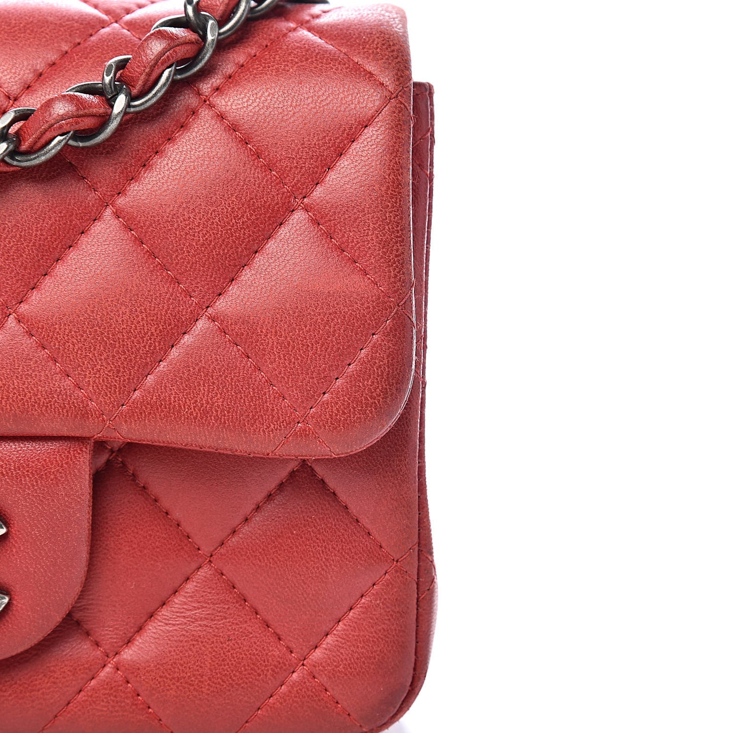 Lambskin Quilted Mini Square Flap Red