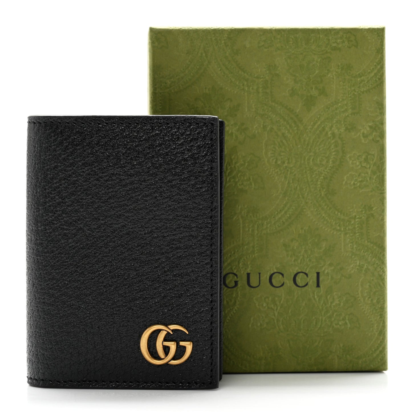 Calfskin Boar Effect GG Marmont Card Case Black