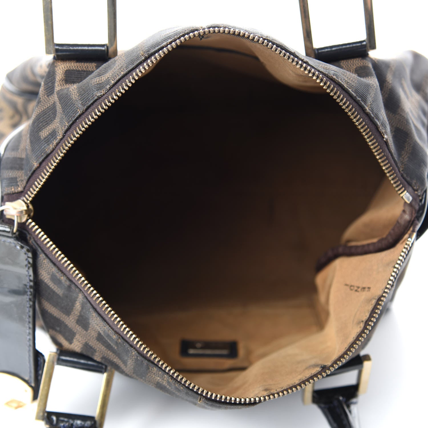 Fendi Zucca Patent Medium Chef Boston Tobacco Black 5 of 12