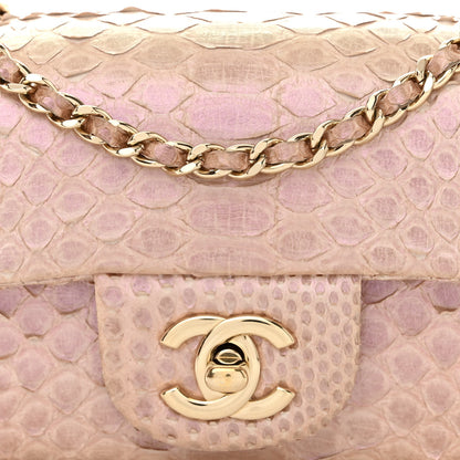 Chanel Metallic Snakeskin Extra Mini Rectangular Flap Pink 8 of 10