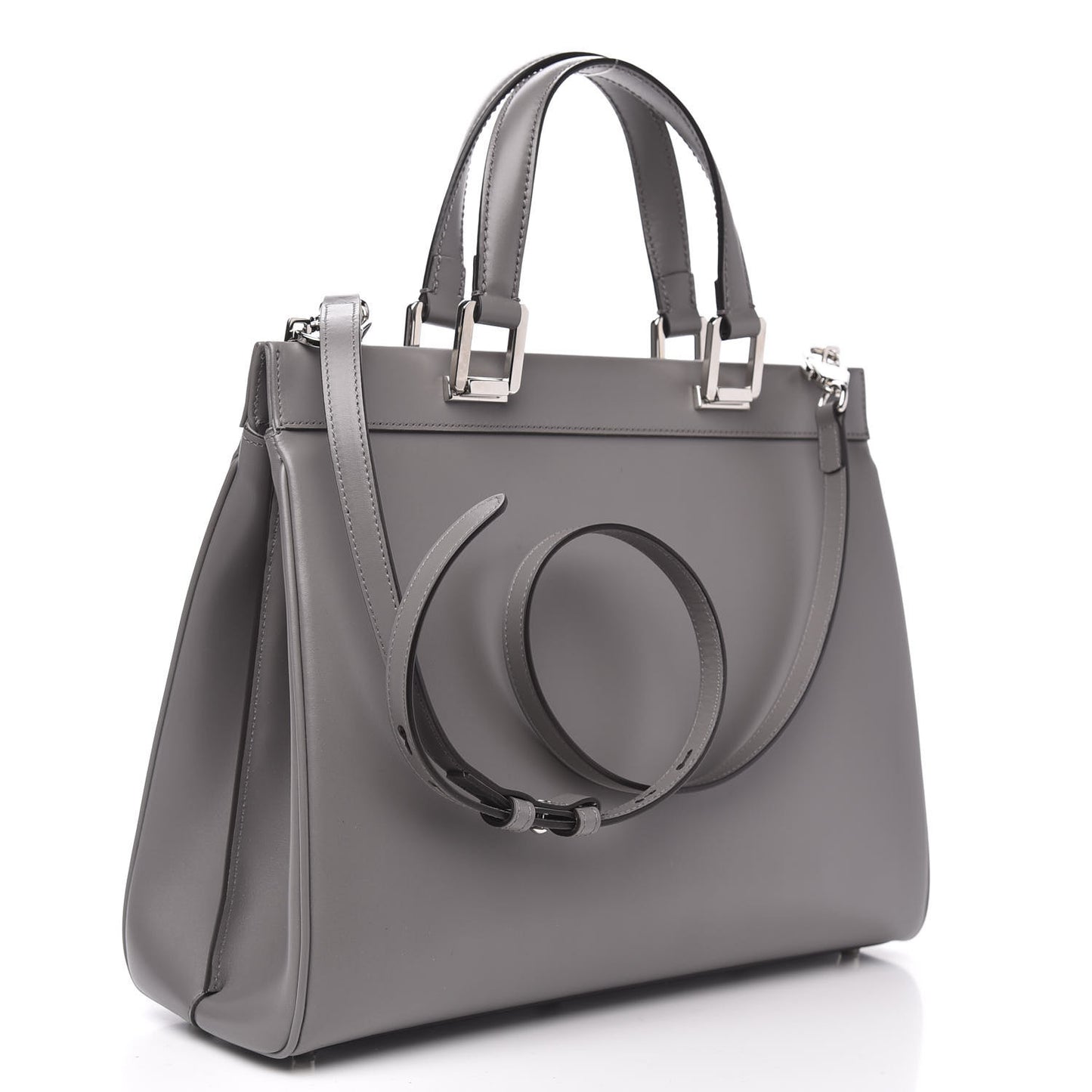 Smooth Calfskin Medium Zumi Top Handle Bag Dusty Grey