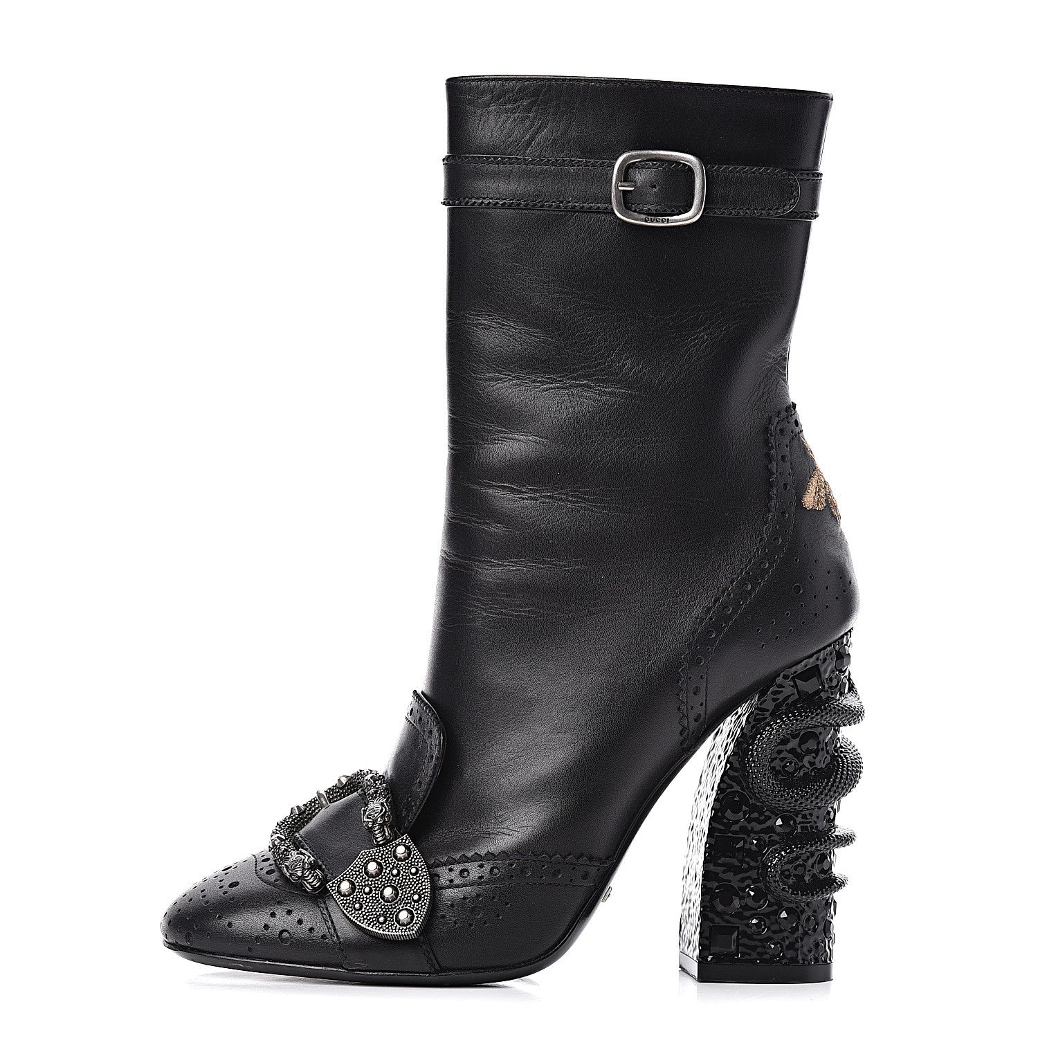 Gucci Calfskin Queercore Brogue Ankle Boots 37.5 Black 1 of 11