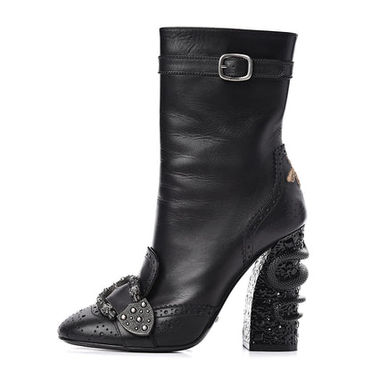 Gucci Calfskin Queercore Brogue Ankle Boots 37.5 Black 1 of 11