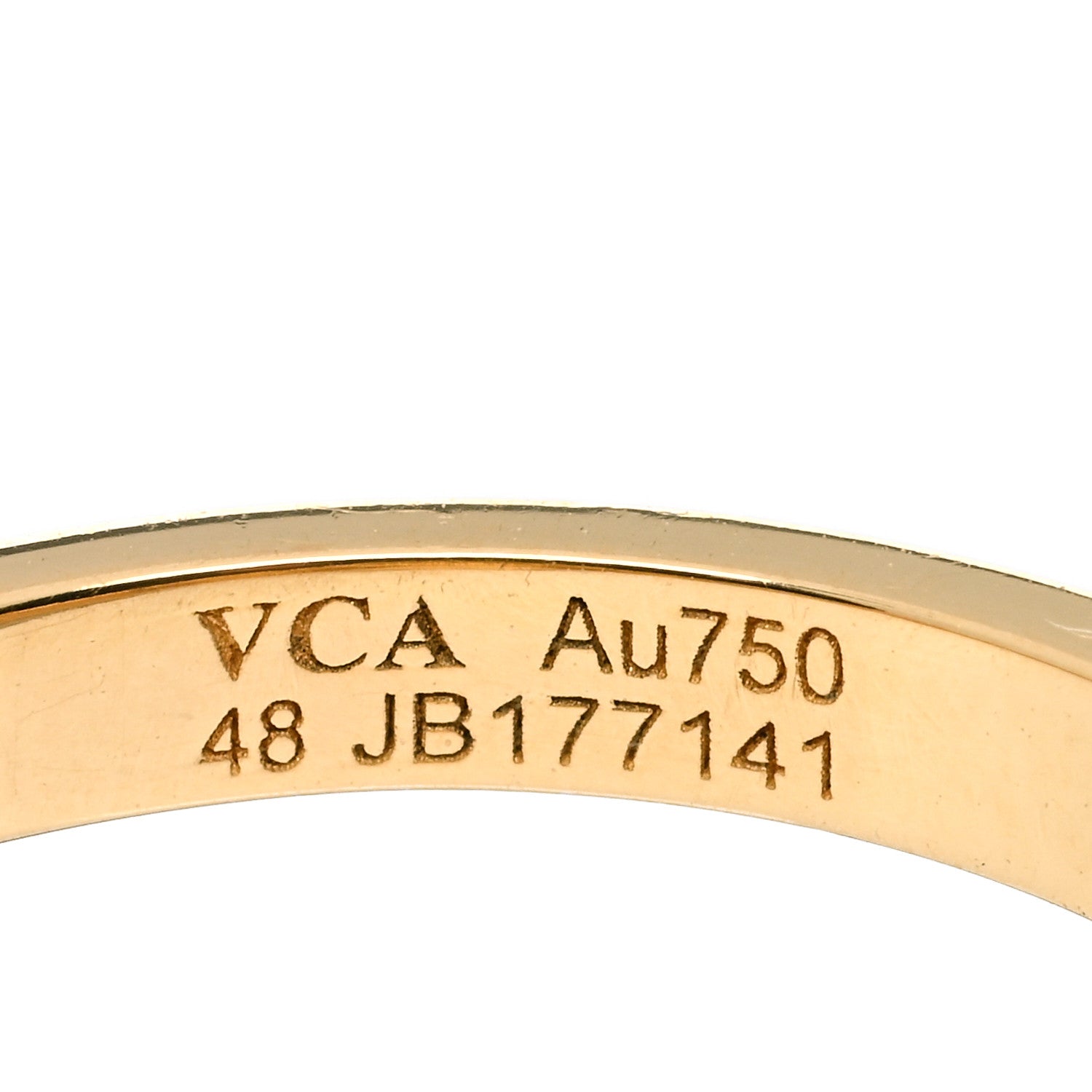 Van Cleef & Arpels 18K Yellow Gold Diamond Mother of Pearl Vintage Alhambra Ring 48 4.5 3 of 3