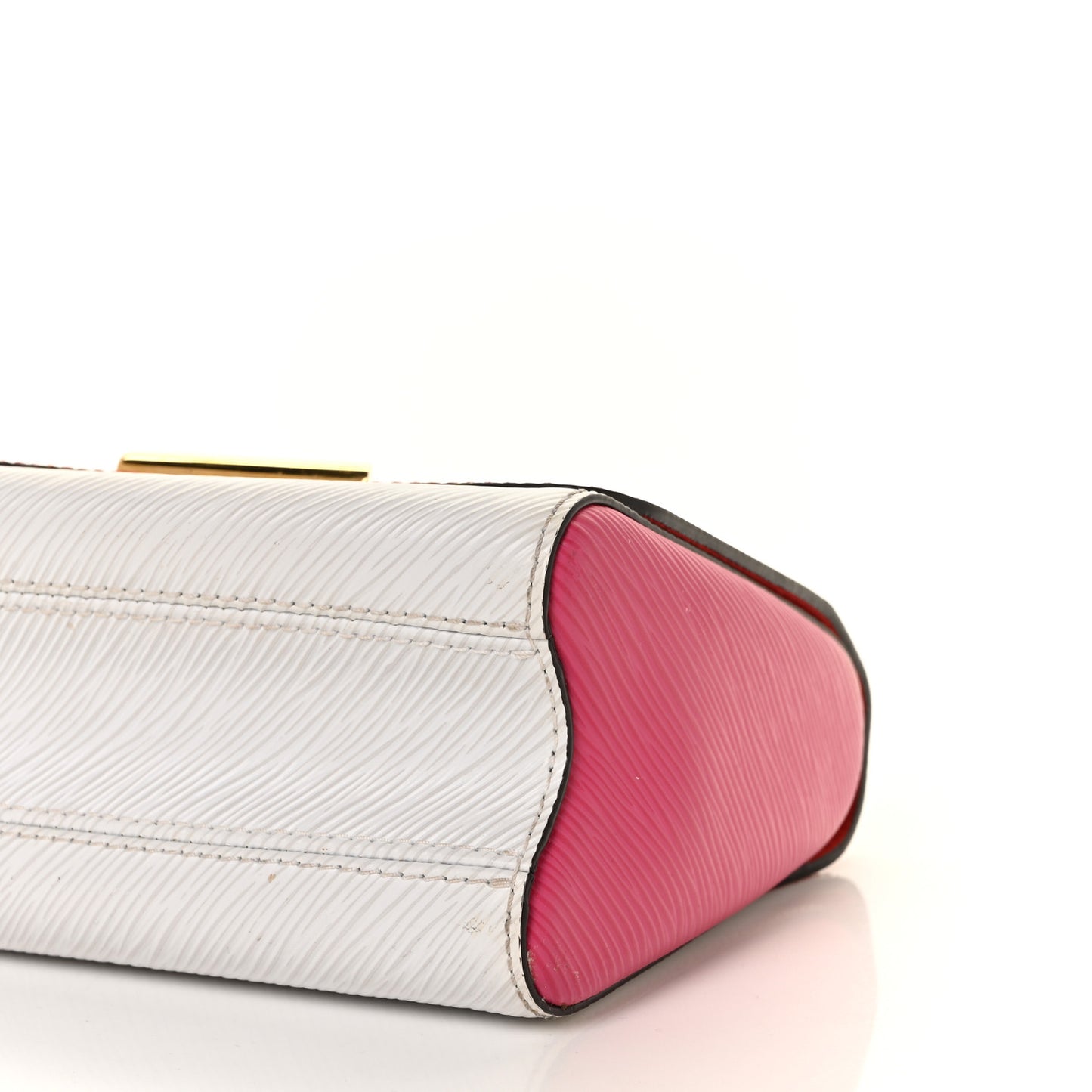 Epi Twist Shoulder Bag MM Coquelicot Hot Pink White