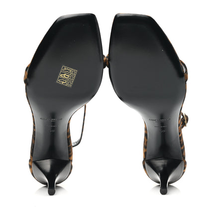 Saint Laurent Calf Hair Leopard Print Amber Ankle Strap Sandals 40 Brown 5 of 9