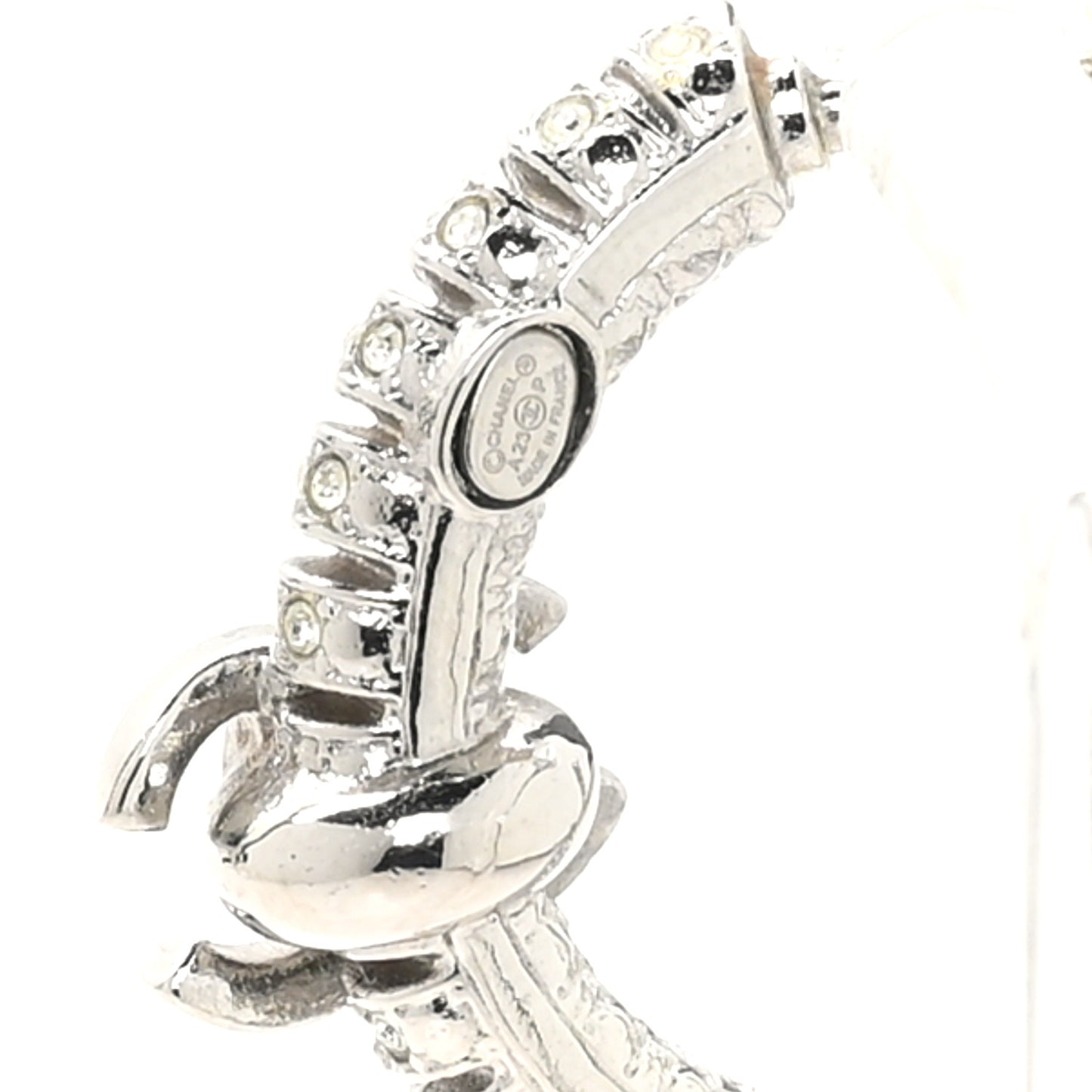 Crystal CC Hoop Earrings Silver