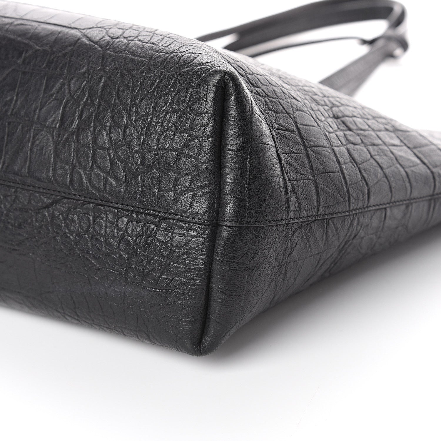 Saint Laurent Calfskin Crocodile Embossed Large Shopper Tote Black 8 of 8