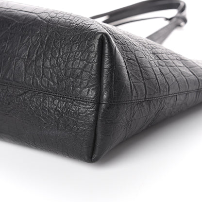 Saint Laurent Calfskin Crocodile Embossed Large Shopper Tote Black 8 of 8