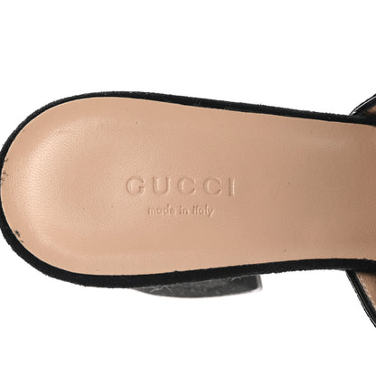 Gucci Kid Scamosciato GG Marmont Fringe 75mm Slide Sandals 39.5 Black 7 of 7