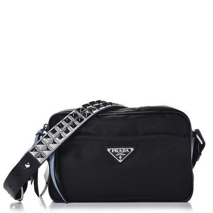 Prada Tessuto Nylon Studded New Vela Shoulder Bag Black Astrale 1 of 7
