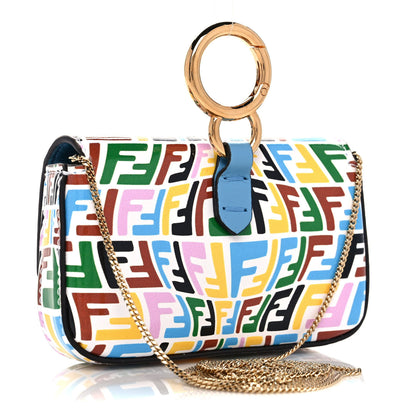 Fendi X SARAH COLEMAN Vitello Liberty Ceylon Micro FF Fish Eye Embossed Nano Baguette Charm Multicolor Cyber Blue 3 of 8