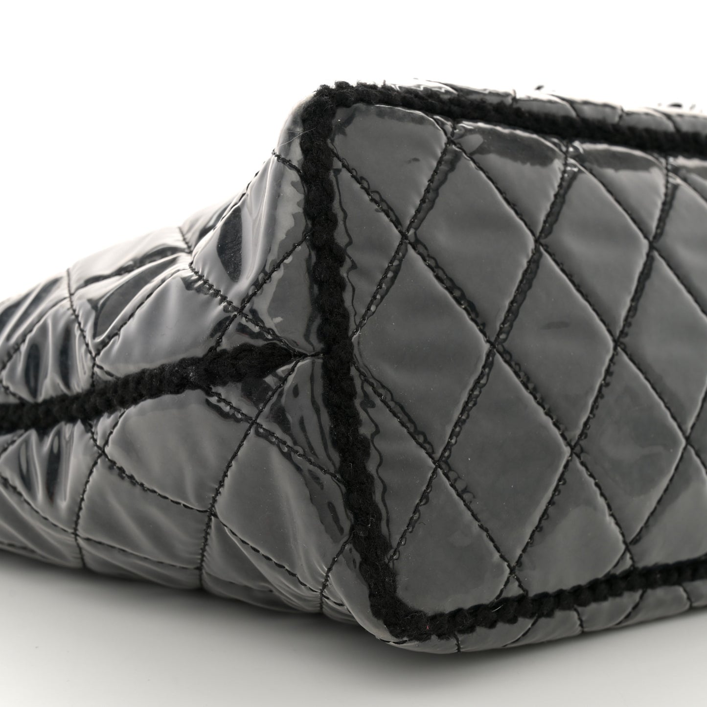Vinyl Quilted Funny Tweed Tote Black