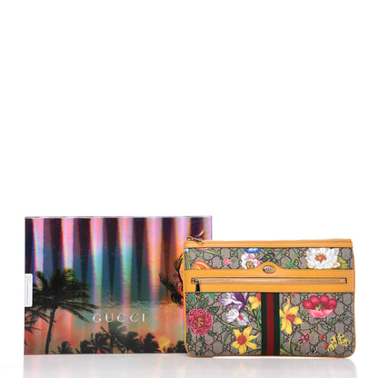 Gucci GG Supreme Monogram Flora Large Ophidia Pouch Clutch Beige Multicolor Crop 11 of 11