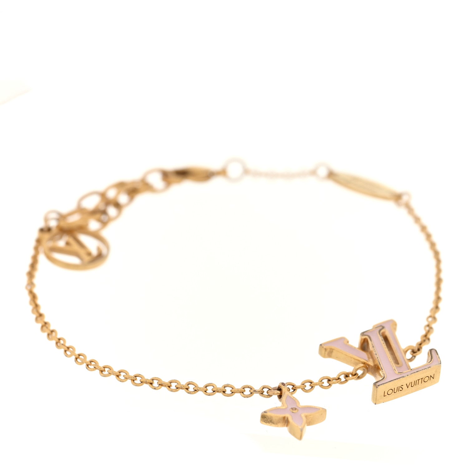 Louis Vuitton Metal Enamel LV Iconic Bracelet Gold Light Pink 1 of 5