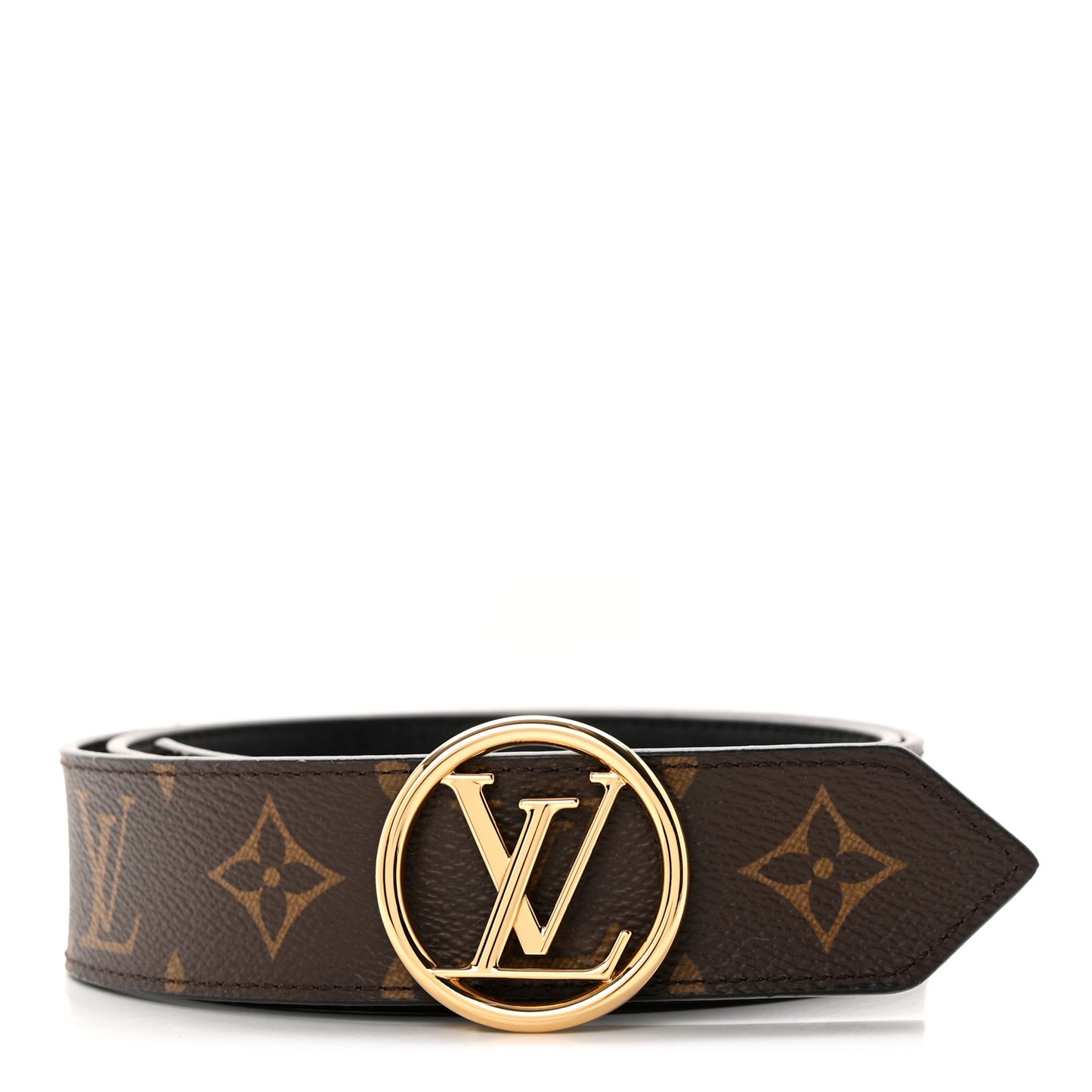 Monogram Calfskin 35mm LV Circle Reversible Belt 80 32 Black