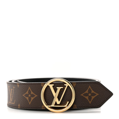 Louis Vuitton Monogram Calfskin 35mm LV Circle Reversible Belt 80 32 Black 1 of 5