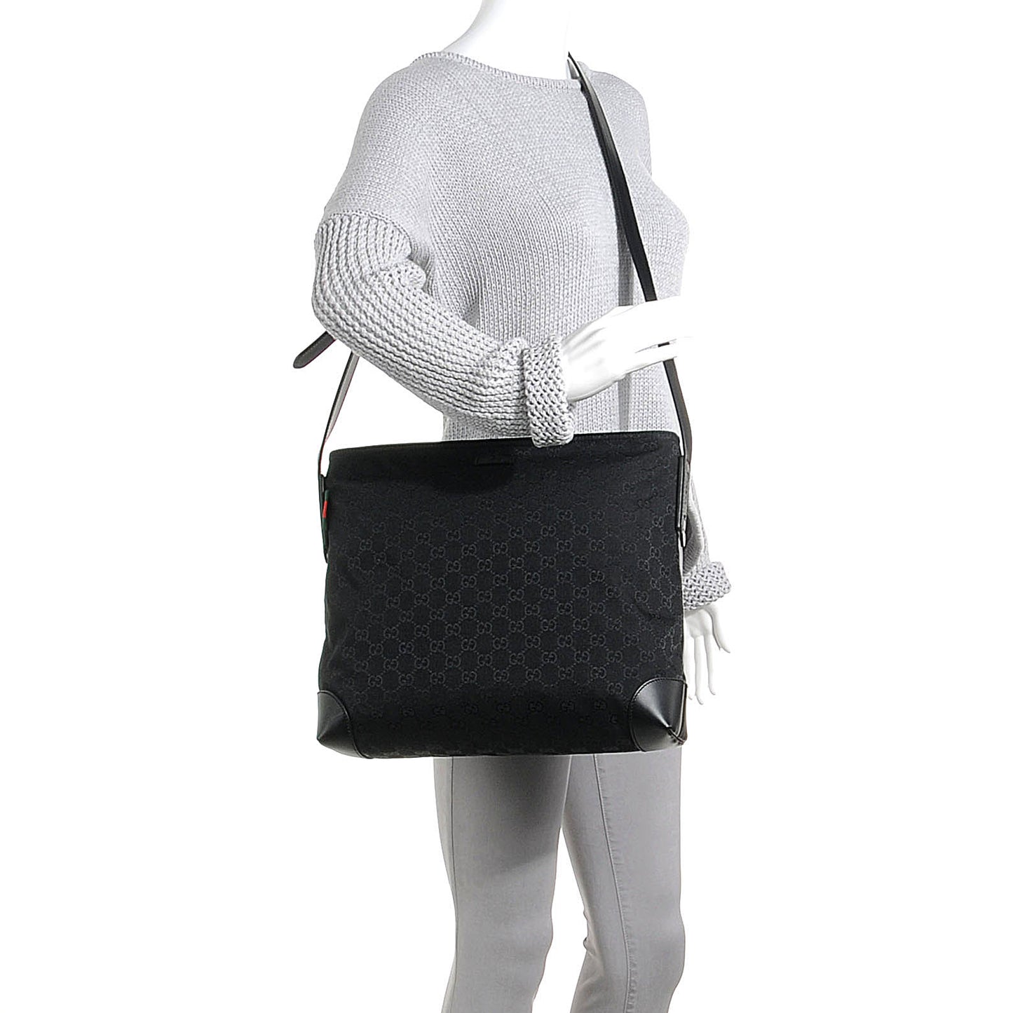 Monogram Canvas Messenger Bag Black