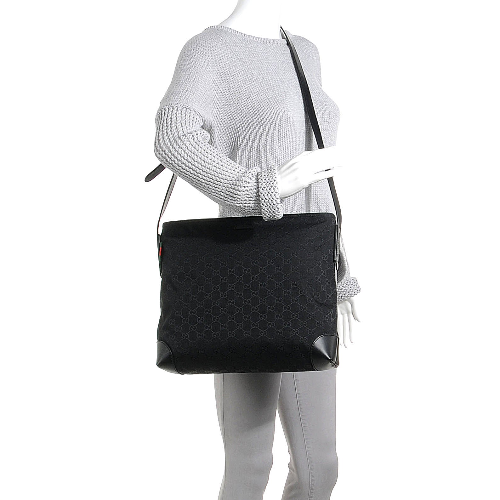 Gucci Monogram Canvas Messenger Bag Black 2 of 7