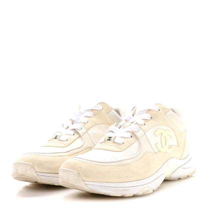Chanel Suede Calfskin Fabric CC Sneakers 42 White 4 of 7