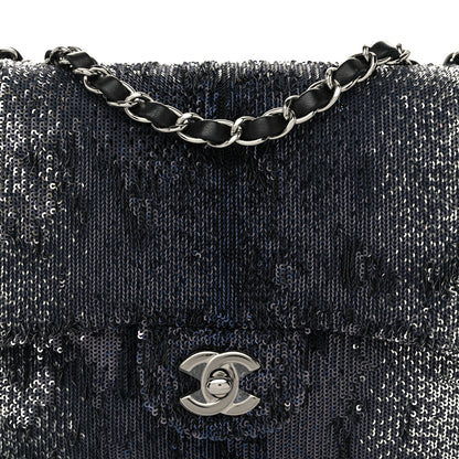Chanel Sequin Medium Single Flap Silver Black 8 of 10