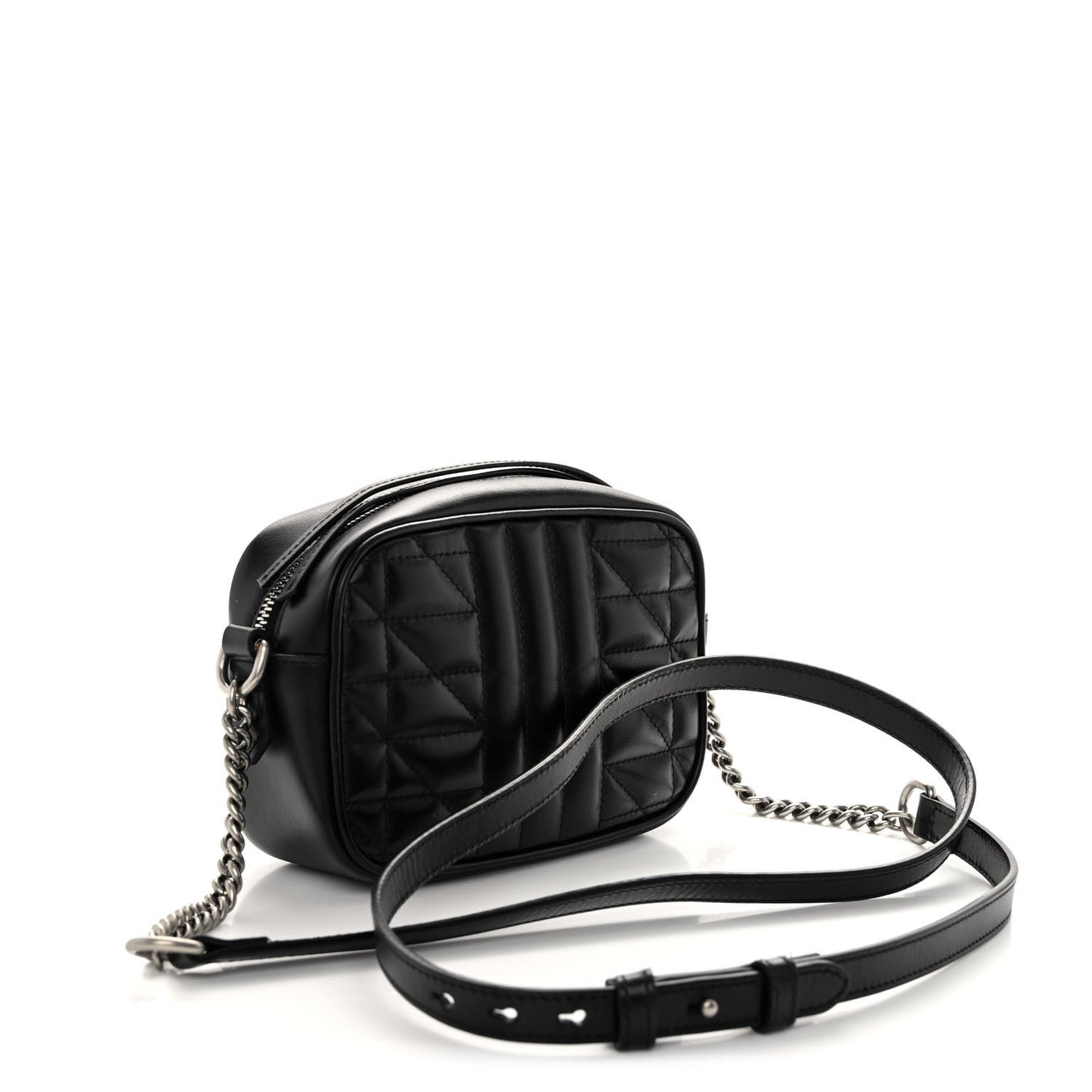 Calfskin Matelasse Aria Mini GG Marmont Chain Shoulder Bag Black