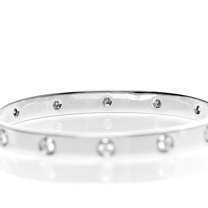 Cartier 18K White Gold 10 Diamond LOVE Bracelet 17 5 of 6