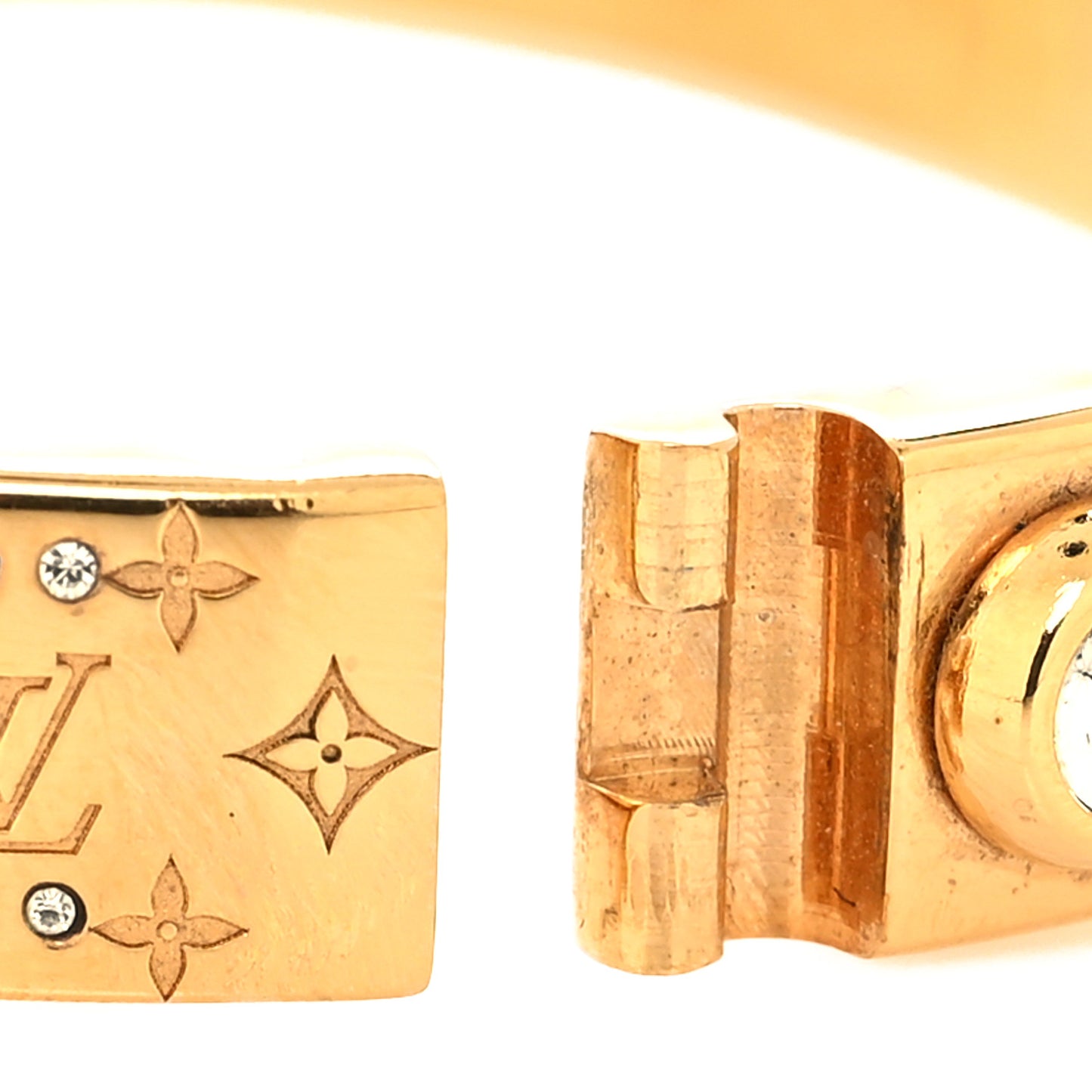 Brass Crystal Monogram Nanogram Strass Cuff S Gold