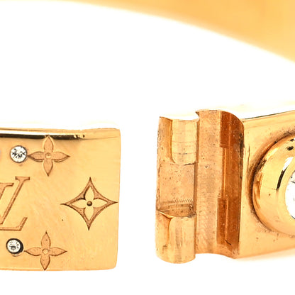 Louis Vuitton Brass Crystal Monogram Nanogram Strass Cuff S Gold 4 of 8