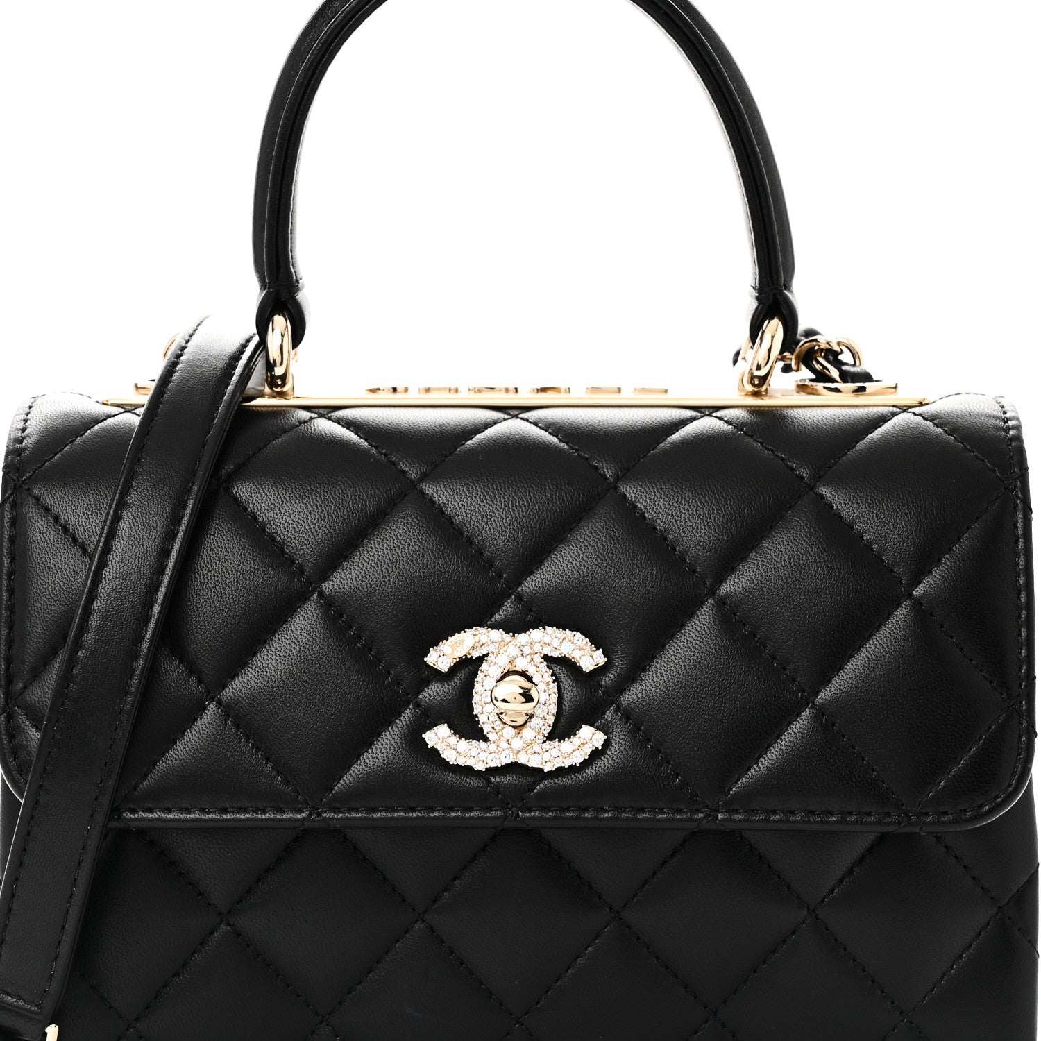Chanel Lambskin Crystal Quilted Mini Trendy CC Dual Handle Flap Bag Black 8 of 11