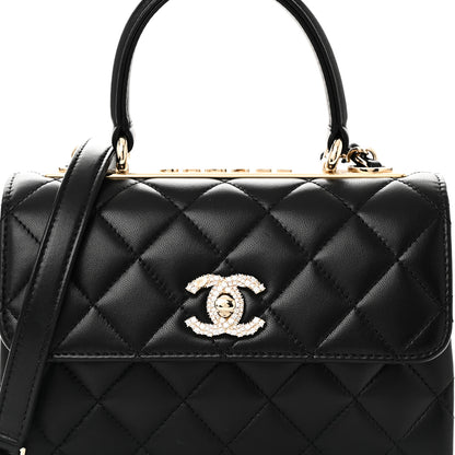 Chanel Lambskin Crystal Quilted Mini Trendy CC Dual Handle Flap Bag Black 8 of 11